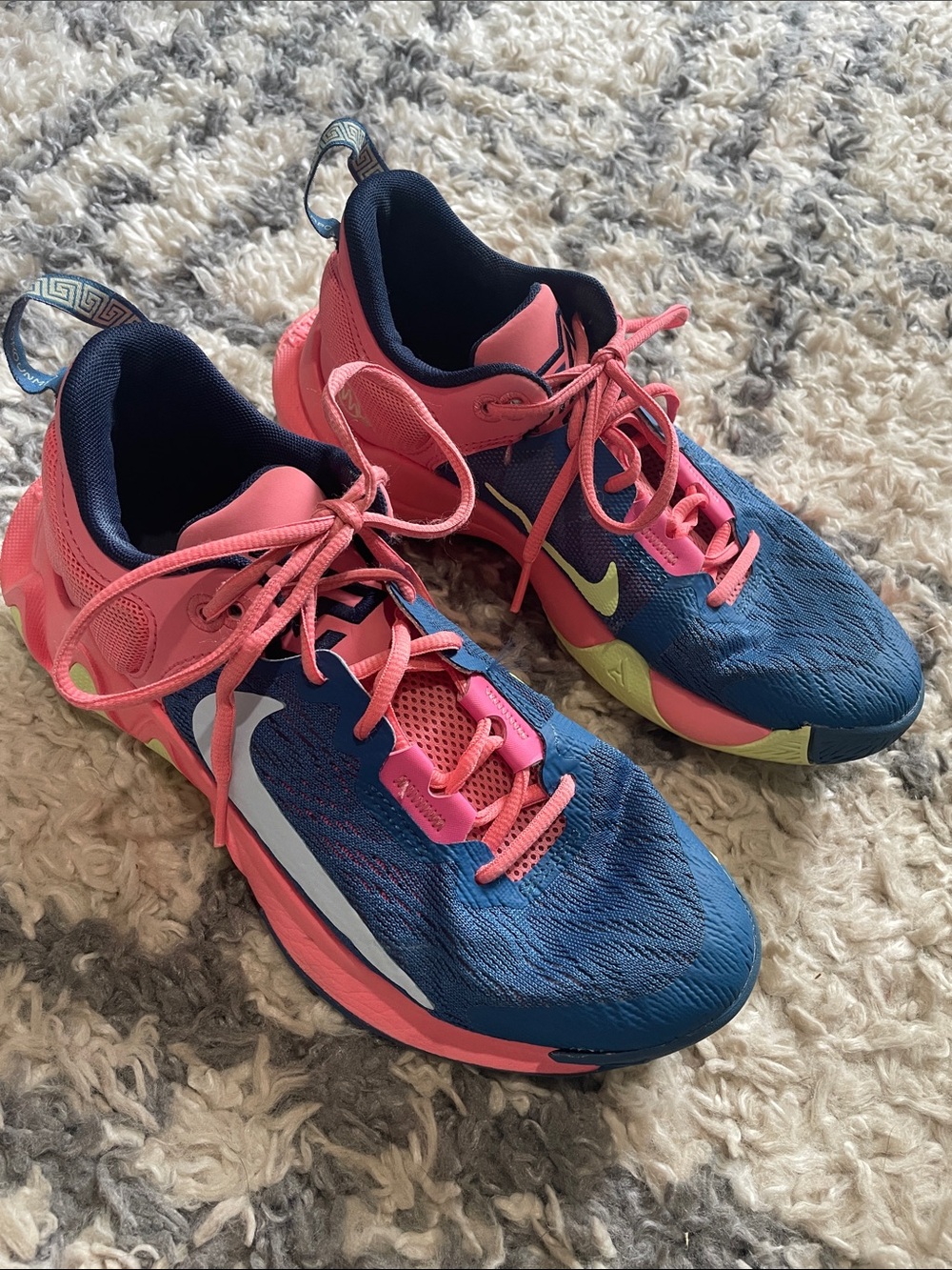 Nike Blue and Pink Womens or Men's Athletic Sneakers with Lime Accents
